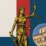 Ilustración con la bandera italiana, la figura de la justicia y la Corte Constitucional, representando la sentencia sobre la ciudadanía iure sanguinis.